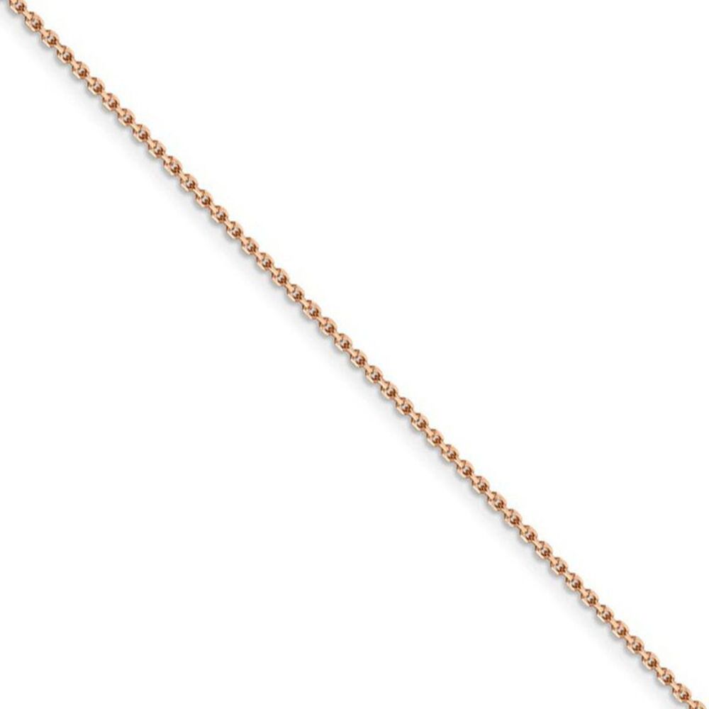 1.4mm, 14k Rose Gold, Diamond Cut Solid Cable Chain Necklace, 20 Inch